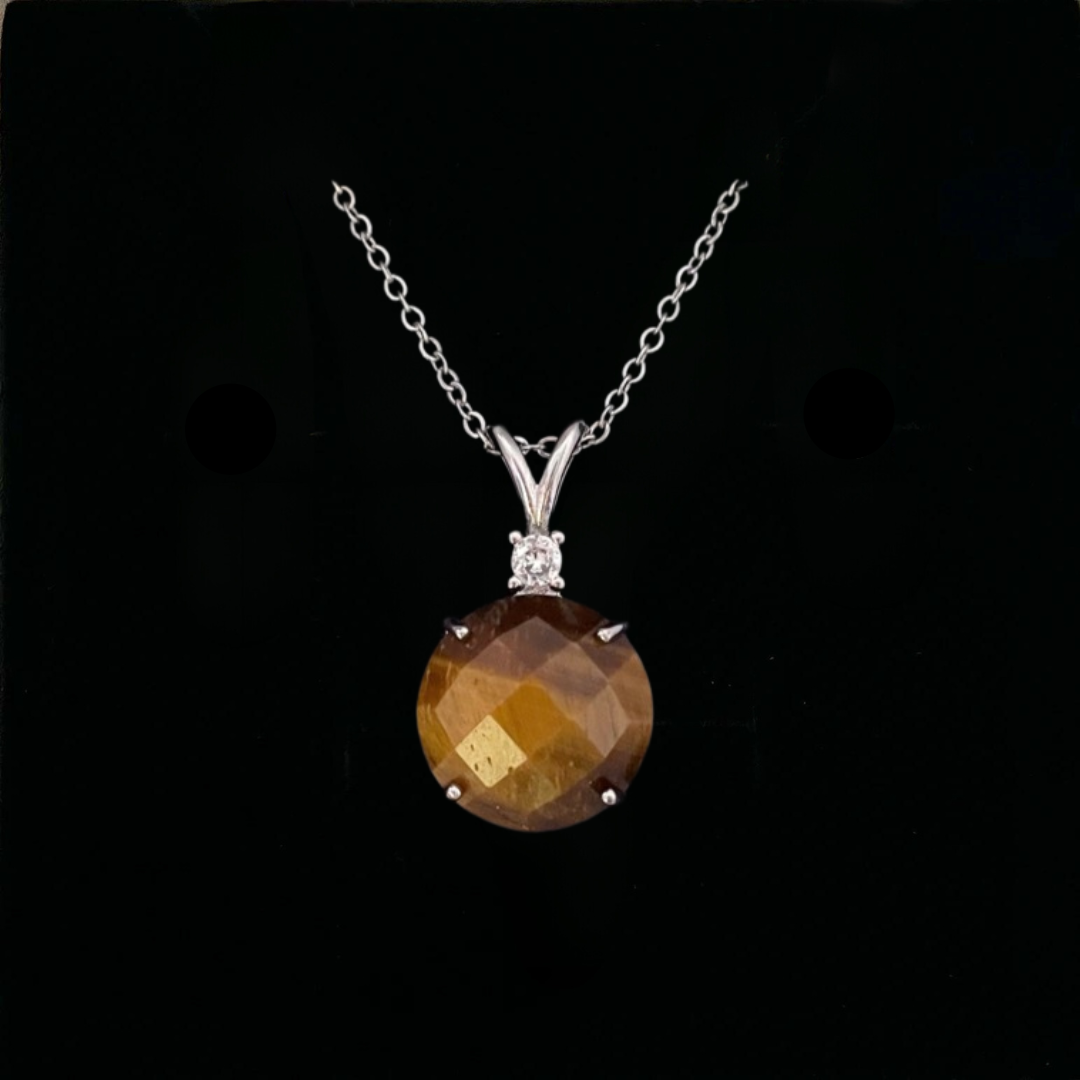 Tiger's Eye Faceted Round Pendant
