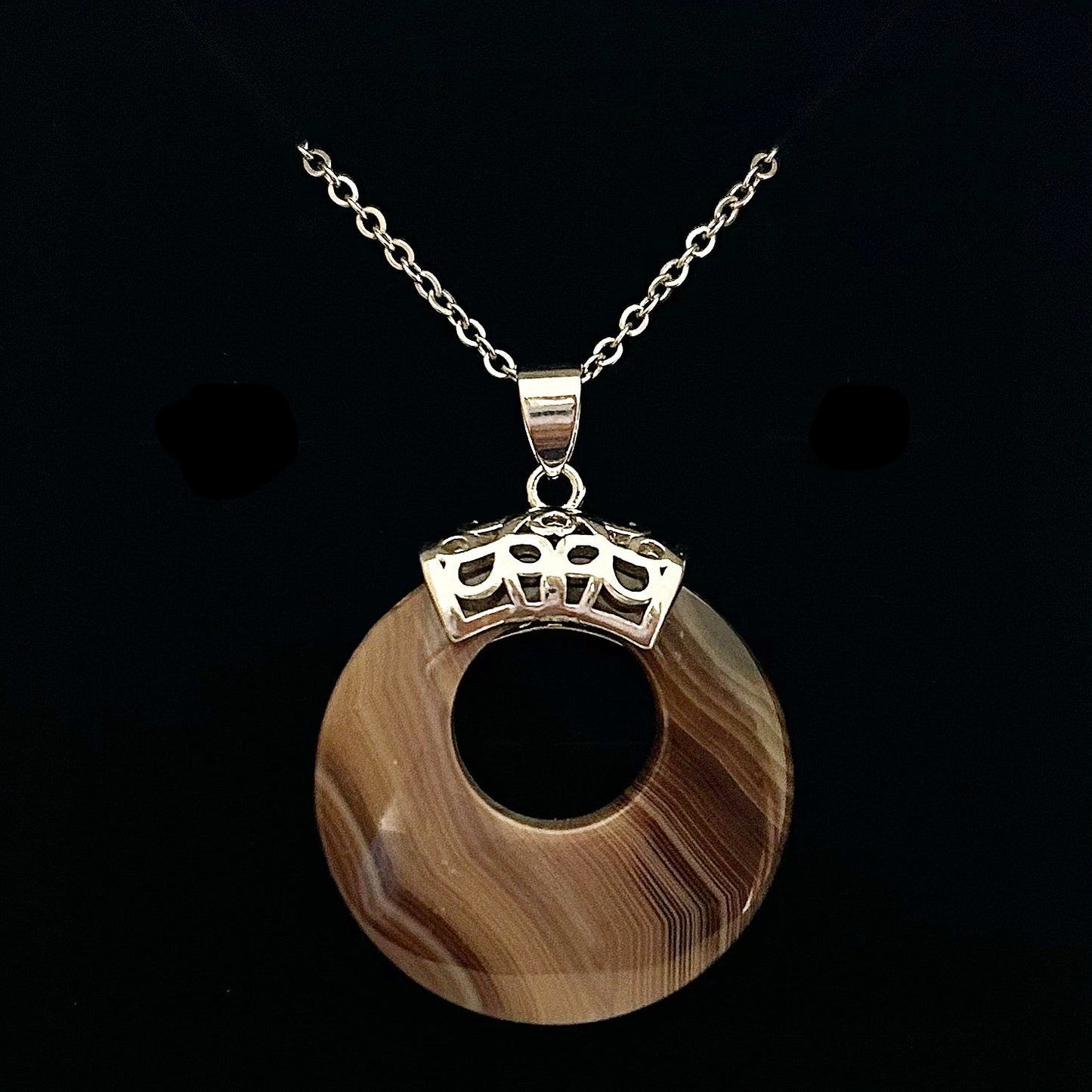 Brown Agate Eternity Pendant