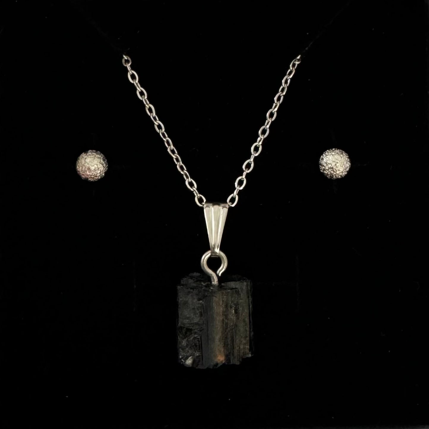 Black Tourmaline Raw Pendant