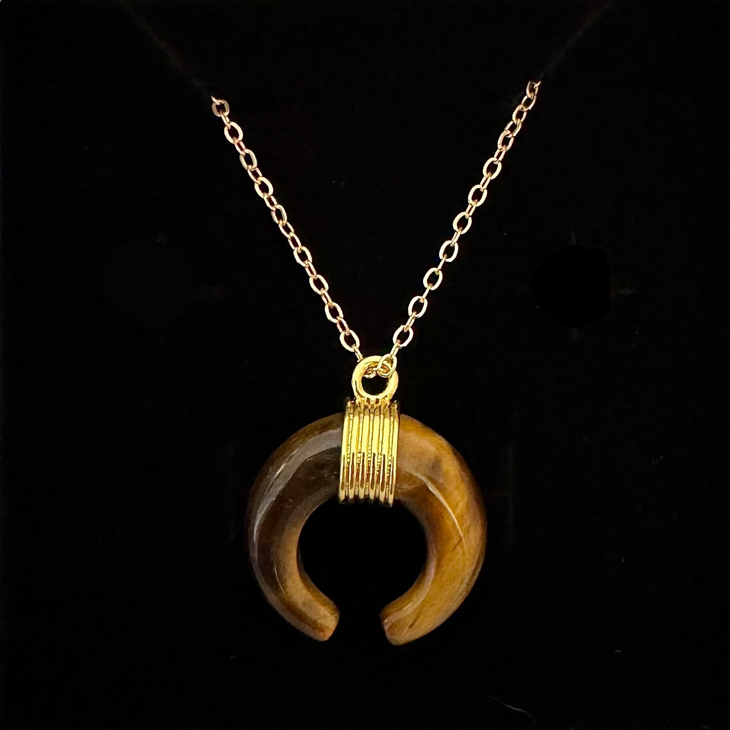 Tiger's Eye Crescent Moon Pendant