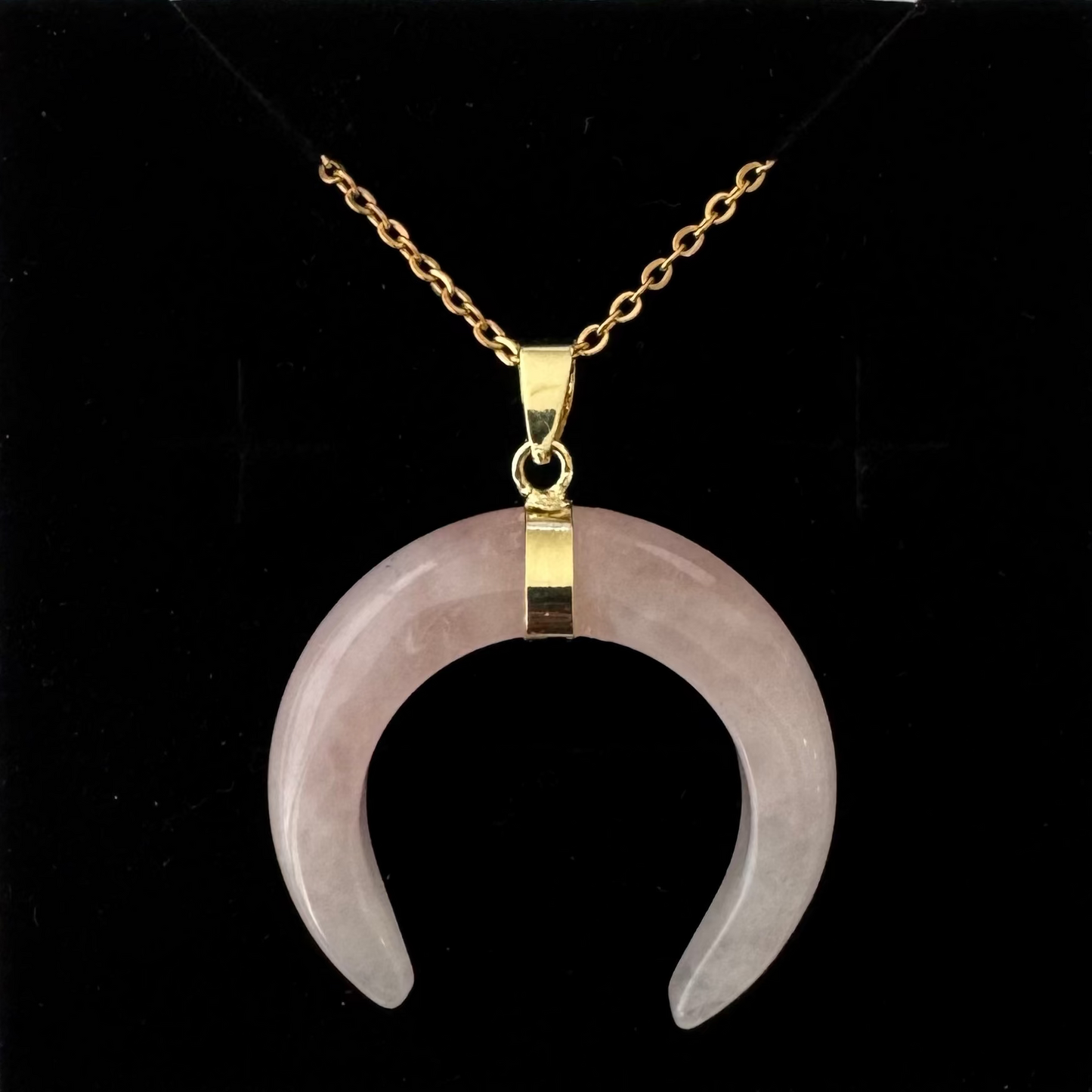 Rose Quartz Crescent Moon Pendant
