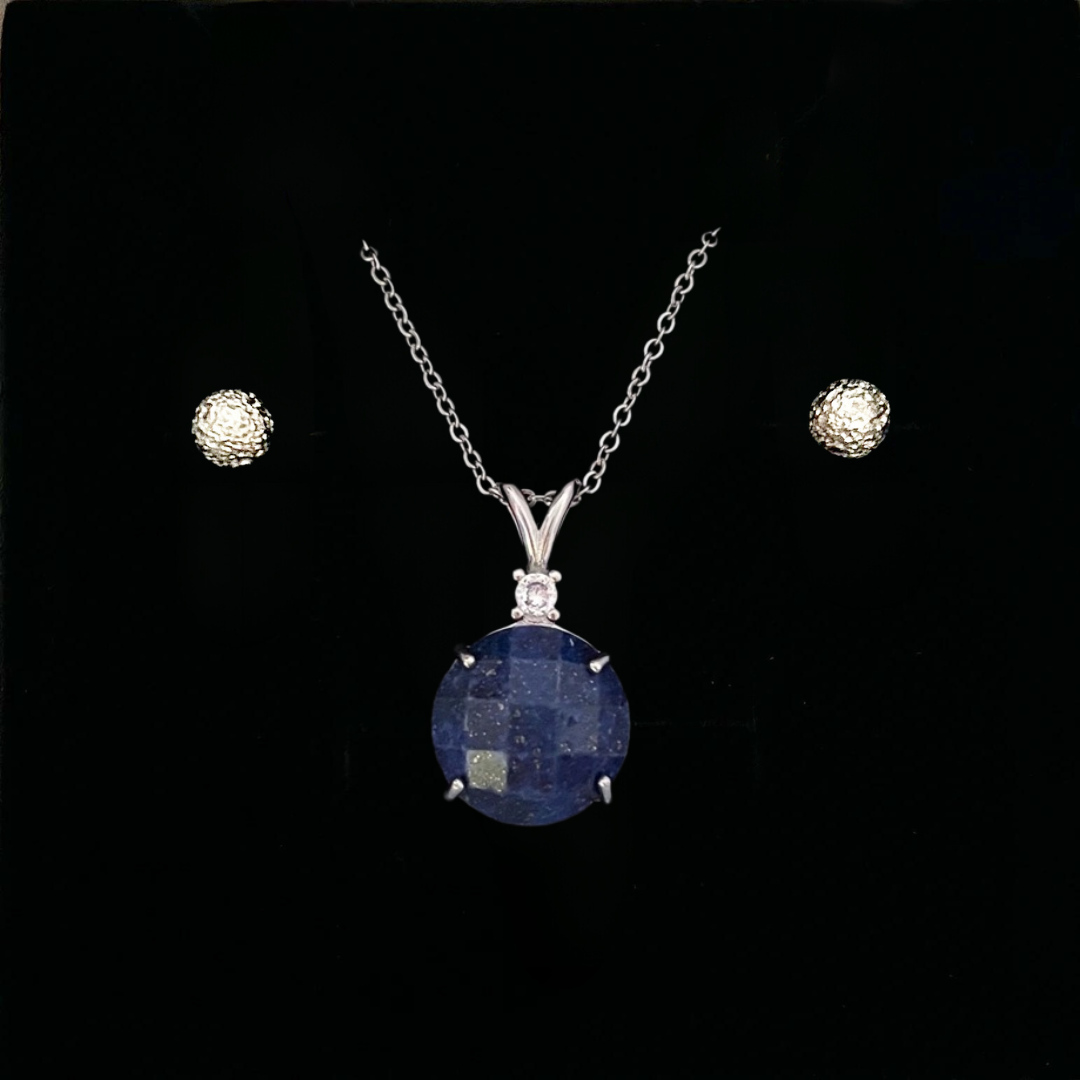 Lapis Lazuli Faceted Round Pendant