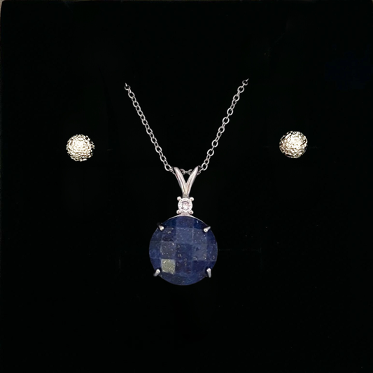 Lapis Lazuli Faceted Round Pendant