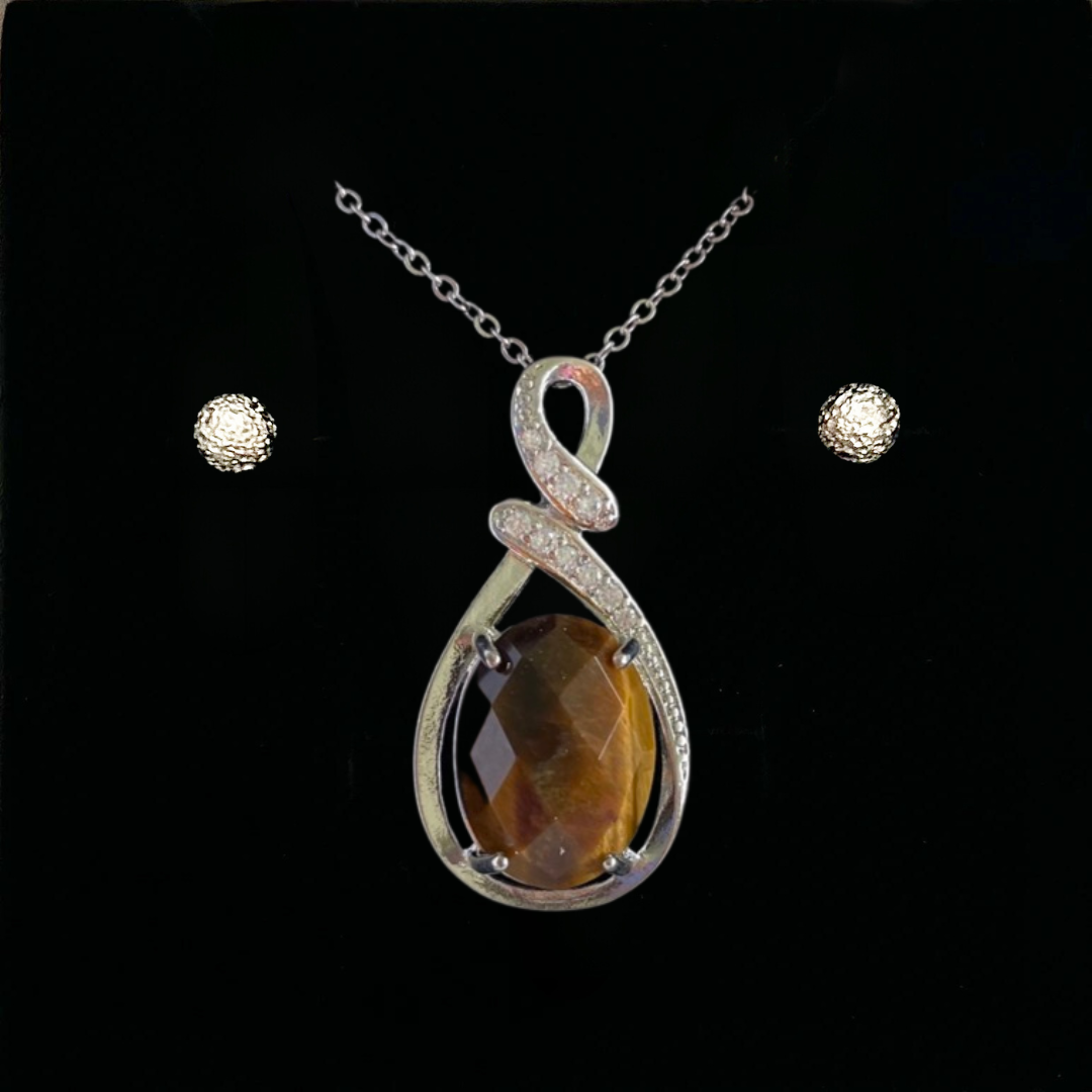 Tiger's Eye Faceted Teardrop Pendant