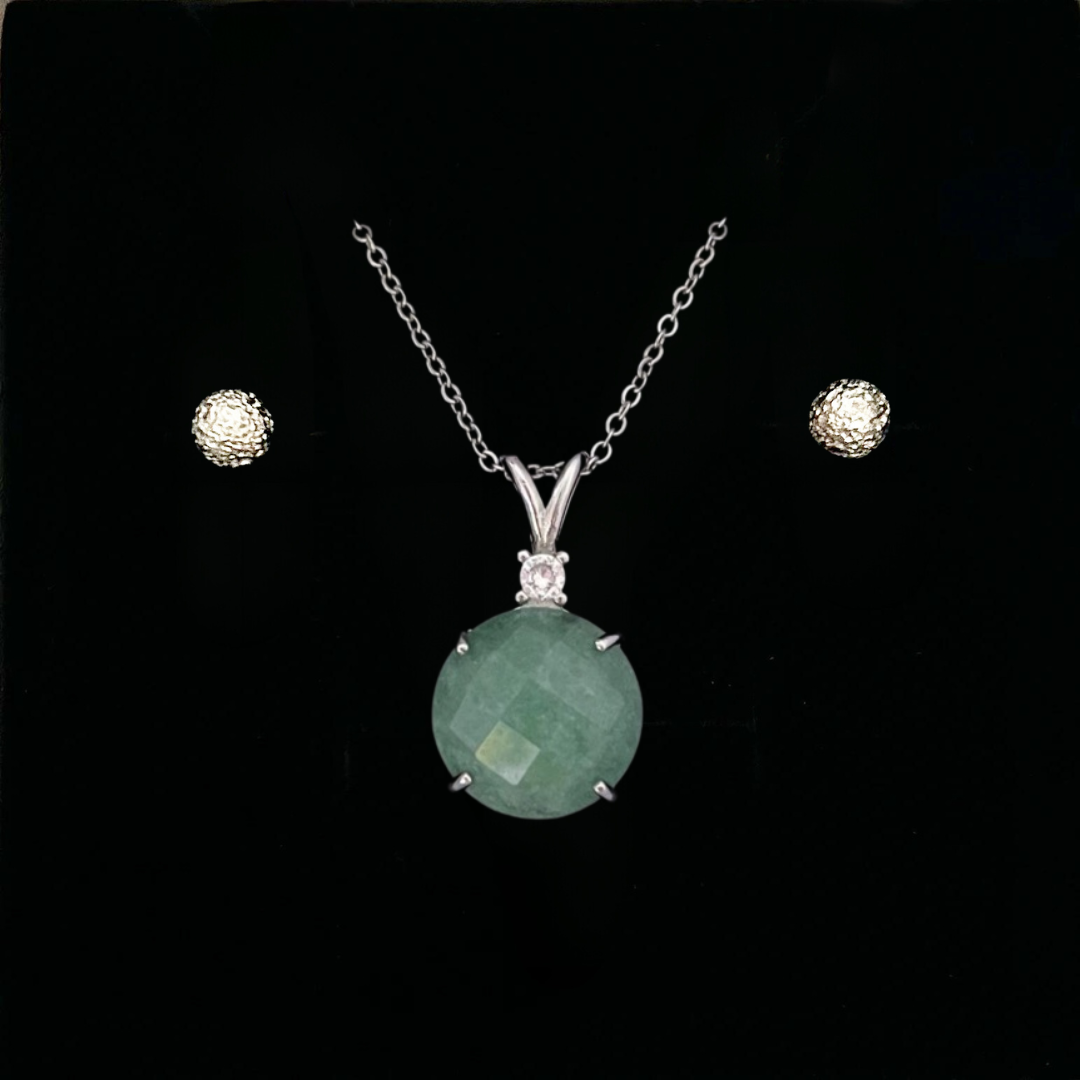 Green Aventurine Faceted Round Pendant