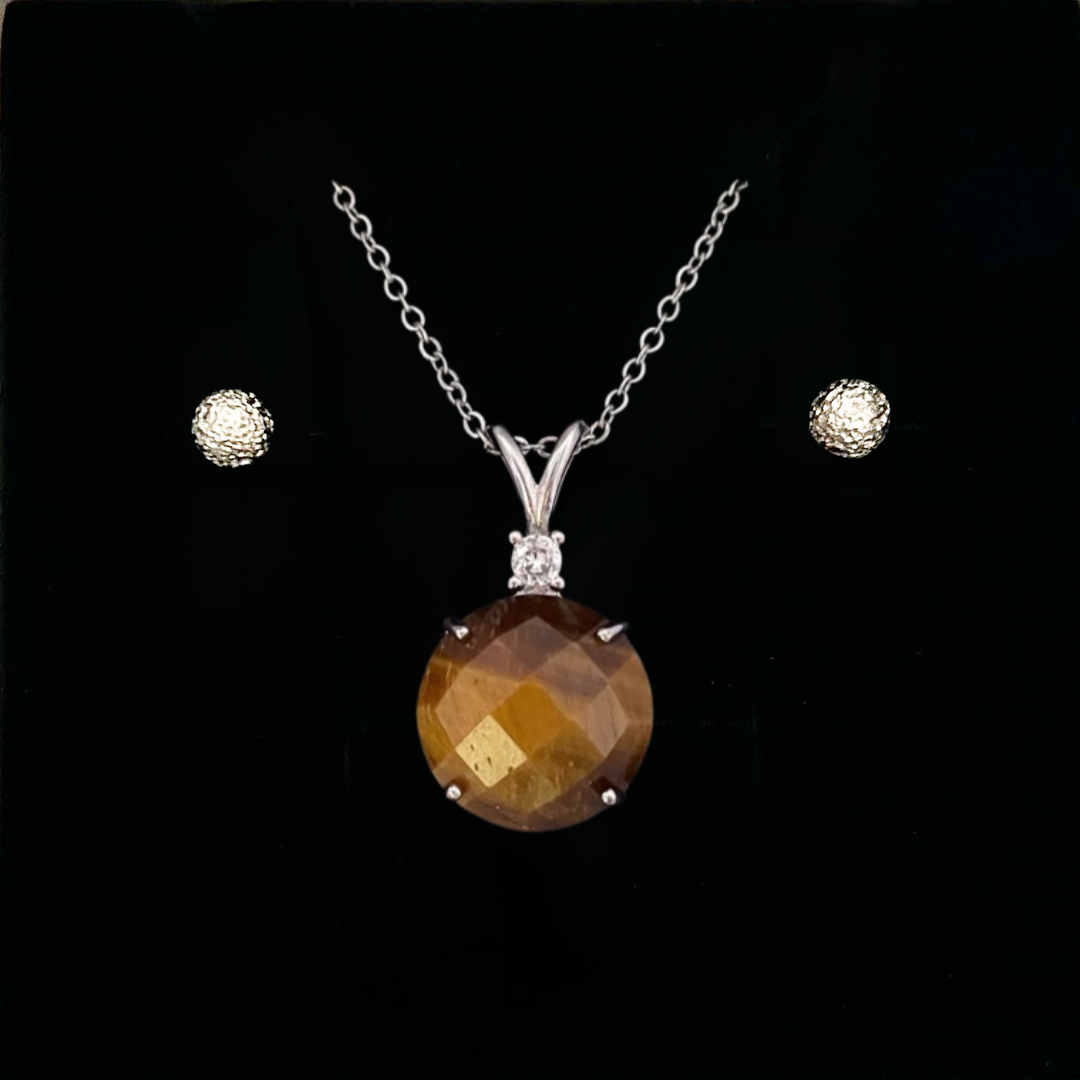 Tiger's Eye Faceted Round Pendant