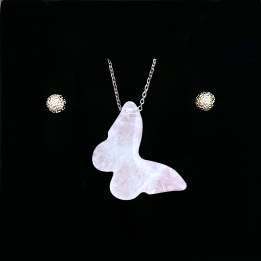 Clear Quartz Butterfly Pendant