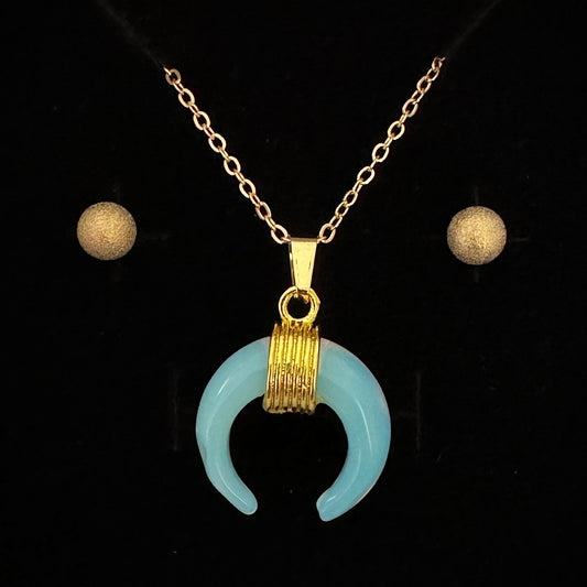Opalite Crescent Moon Pendant