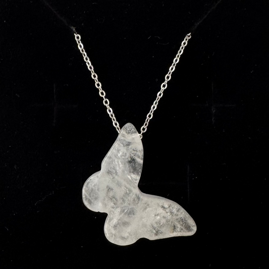 Clear Quartz Butterfly Pendant