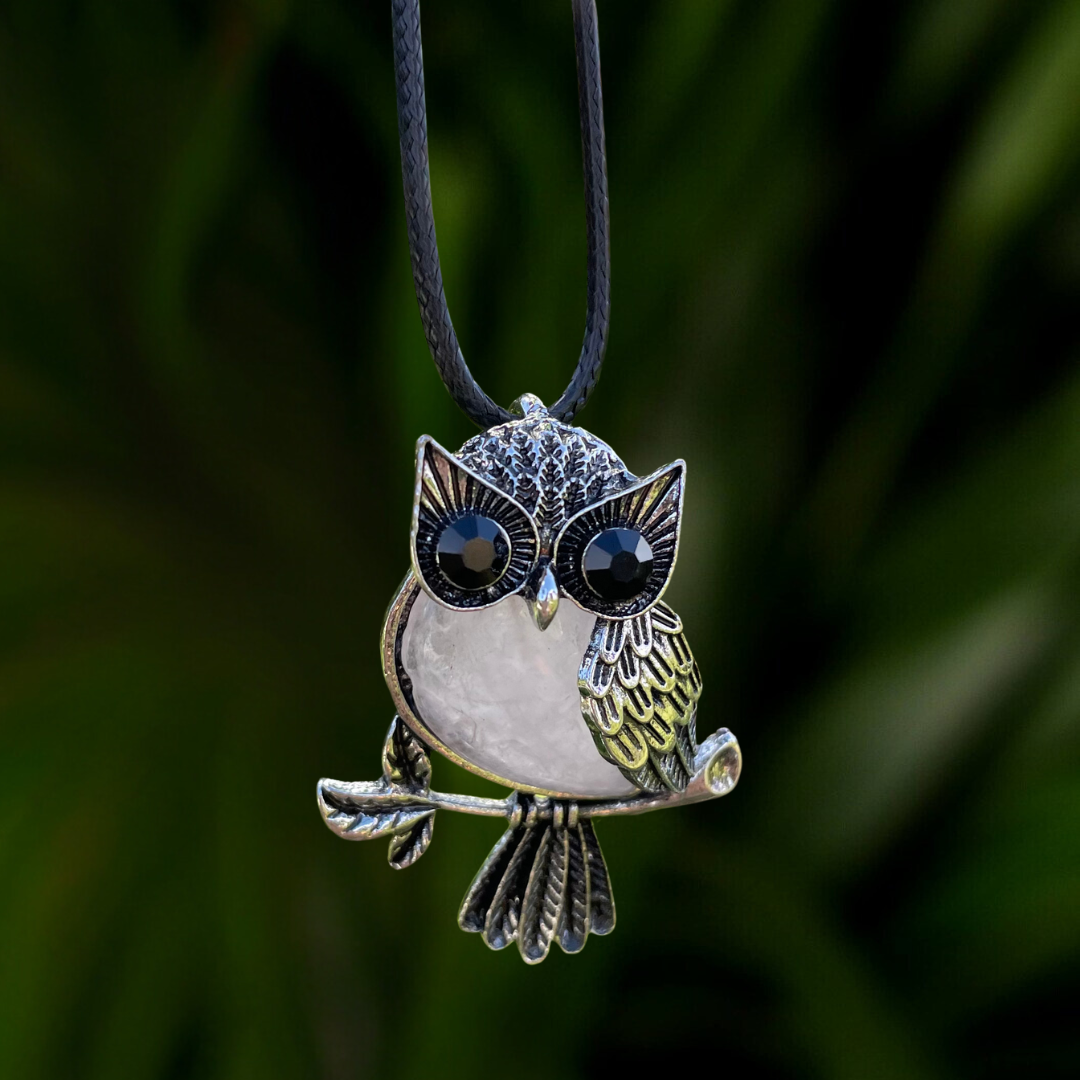 Rose Quartz Owl Pendant